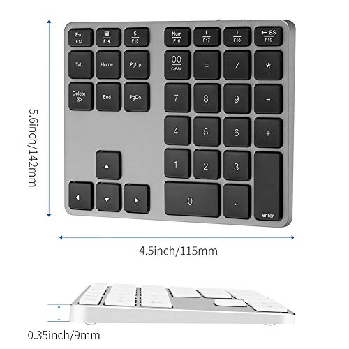 [Upgraded] Wireless Bluetooth Numeric Keypad, 35 Keys Aluminum