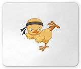 Lunarable Chicken Mouse Pad, Karate Kicking Chick