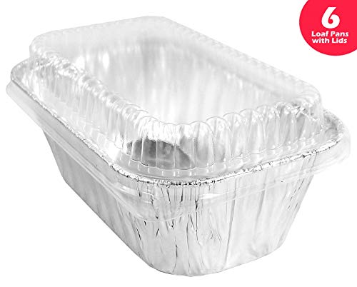 Handi-Foil 1 lb. Aluminum Foil Small Mini-Loaf Bread Pan w/Clear Dome Lid (Pack of 6 Sets)