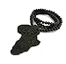 MENS AFRICA MAP WOOD HORUS EYE AFRICAN CONTINENT EGYPTIAN SYMBOL WOODEN BEAD CHAIN NECKLACE (Black)
