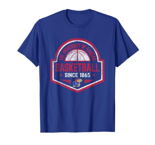 Kansas Jayhawks Basketball Vintage Perimeter Blue T-Shirt