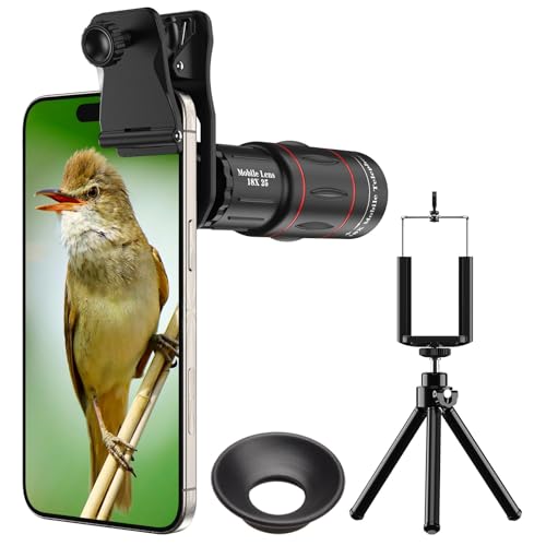 Evil Eye 18X Telephoto Lens, BAK4 Prism, FMC Coated, Dual Mode with Tripod, Compatible with iPhone 12-17 Series & Android, Ideal for Travel, Wildlife Observation & Sports Event