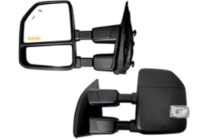 AERDM New Towing Mirror Black Housing with Temperature sensor Fit 1999-2016 Ford Super Duty F-250 F-350 F-450 F-550 with Turn Signal and Auxiliary Lamp