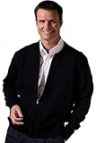 Edwards Garment Men's Metal Zipper Long Sleeve Crew Neck Pockets Cardigan