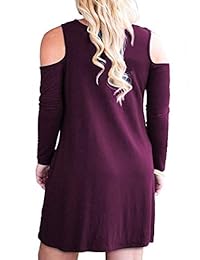 Tralilbee - Vestido de manga larga para mujer, talla grande, con bolsillos