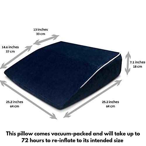 Bed Wedge Pillow for Legs Memory Foam Triangle Ramp Designed to Reduce Acid Reflux, Snoring
