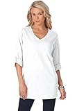 Roamans Women's Plus Size Lightweight Textured Slub Knit Boyfriend Tunic