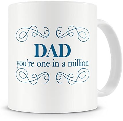 “Dad, You’re One In A Million” Mug – Birthday / Fathers Day Mug Gift / Present For Dad / Daddy – From Son / From Daughter – Cool / Trendy / Unique / Modern Style Mug Gift / Present For Dad – Gift Idea (Blue)