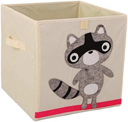 Toy Storage Box Cube Origanizer for Kids Foldable Cloth Storage Bins Basket By Singles Day,13 inch 3 3 3 box (Raccoon)