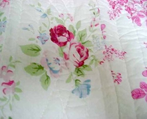 2 Piece Twin Quilt & Sham Set Shabby Patchwork Vintage Pink Rose Chic