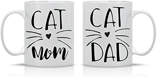 Funny Mug - Cat Dad and Cat Mom Couples Mug - 11 OZ Coffee Mugs – Prime Gifts for husband and wife, Brides, Weddings, and Engagements - Mugs For Couples - CrazWear Mugs
