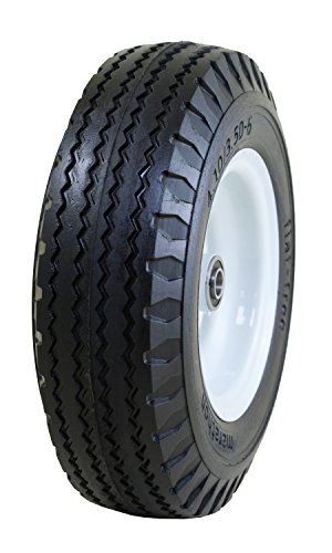 Marathon 4.10/3.50-6" Flat Free, Hand Truck / All Purpose Utility Tire on Wheel, 2.25" Centered Hub, 5/8" Bearings