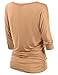 TWINTH Womens 3/4 Sleeve Dolman Drape Top with Side Shirring Loose Fit Tunic Top Plus Size