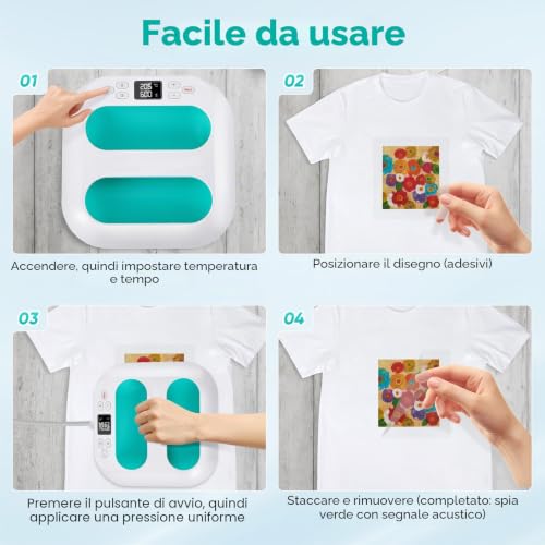 Hot Press for T-shirts, Portable Heat Press Machine, Thermal Printer Machine for Fabrics, Bags, Cushions, Hats Projects with Heat Transfer Vinyl for Crafts Clothes Hats