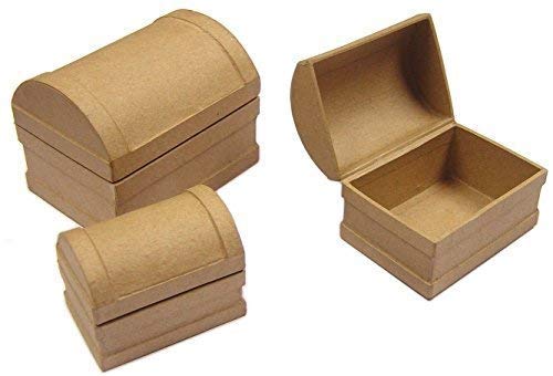 Major Brushes Set of 3 Mini Paper Mache Treasure Chests Box Decoupage Decoration Craft