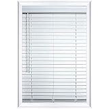 Luxr Blinds Custom-Made 2" Faux Wood Cordless Horizontal Blinds - 58" W x 20" to 36" H - Crisp White