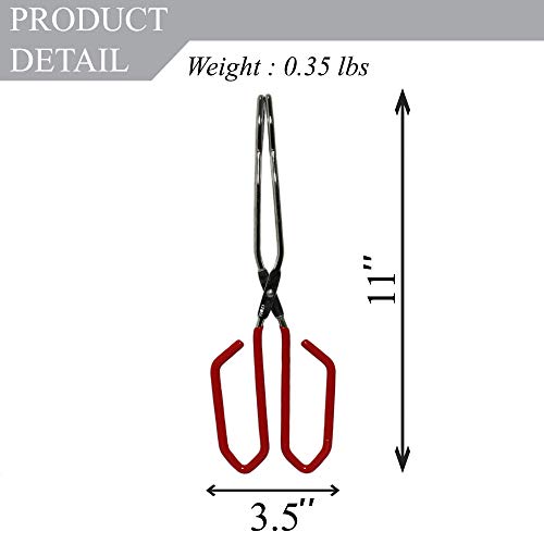 |Upgraded| 11’’ Premium Stainless Steel Scissor Tongs Extra Long With Red Silicone Handle by Okey Kitchen | Great Scissors Tongs For Kitchen, Food, Cooking, Baking & BBQ - Thumbnail 2