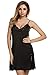 Ekouaer Womens Satin Lace Chemise Silky Nightgown Nightshirt Plus Size SleepwearBabydoll Lingerie, Black, Large