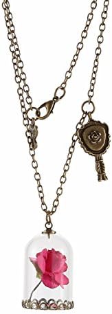 Glass Vial Necklace Jewelry Beauty and the Beast Rose Necklace Festival Gifts By WOFO(Rose Red)