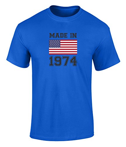 Happy 43rd Birthday Gift T-Shirt With Made In USA 1974 Graphic Print Royal Extra Large