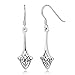 Chuvora 925 Sterling Silver Long Drop Trinity Celtic Knot Symbol Irish Jewelry Dangle Earrings for Women, 1.45 inches