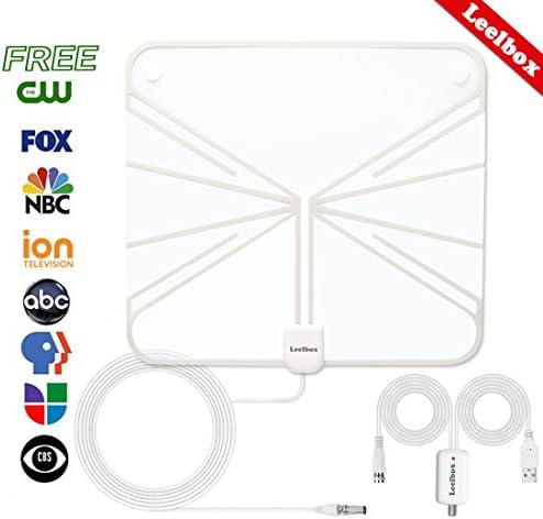 Leelbox HDTV Antenna Indoor Amplified Digital Antenna 50 Miles Range Detachable Amplifier Signal Booster 1080P 4K Full HD High Reception with 13 Foot Coaxial Cable (White)