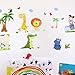 Animal Safari Jungle Vinyl Wall Decal for Kids Bedroom playroom - Decorative Art Stickers for Baby Girl Boy Wall Decor - Nursery Wall Stickers [24 Art clings] - Wall Decals for Boy - with Gift!