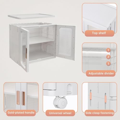 Double Layer Foldable Storage Box, Extra Large Dual Opening Storage Organizer, Stackable Bins with Lids & Wheels, Clothes Snacks Toys & Books, Collapsible Container for Home Office Outdoor Car (2Pcs)