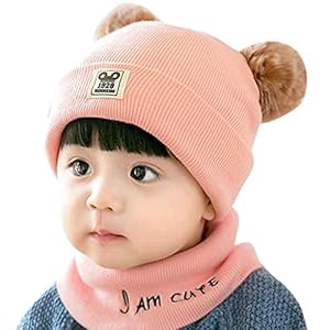SYGA Baby Knit Hat Scarf Set Toddler Girls Boys Winter Pom Pom Beanie Cap Neck Warmer