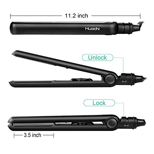 Huachi Flat Iron Travel Mini Portable Hair Straightener Titanium, Ionic