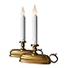 LampLust Flickering Flameless Candles Battery Operated, 2 Pack Fake Candles, 9 Inch White LED Candles with Timer, Brass Base Electric Candles, Battery Taper Candle Sticks Flickering Flame