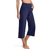 Promover Wide Leg Capris for Women Capri Leggings with Pockets Dressy Casual for Summer Loose Dress Trouser Style Yoga Crop Pants(Royal Blue,XXL,23")