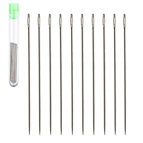 Hand Sewing Needles (10 Pieces) - 1.5 inches (37mm) Size in Storage Tube with Measurement Tape in One Set