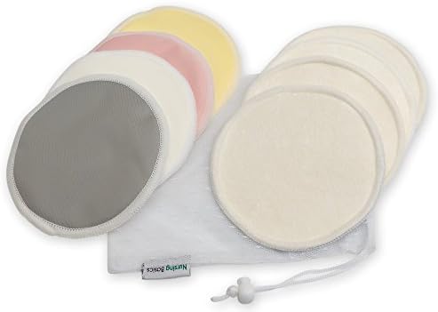 Washable Organic Bamboo Nursing Pads - 8 pack (4 pairs) with Laundry Bag - Reusable Nursing Pads made of Premium Quality Eco-Friendly Bamboo. Ultra Soft, Leak Proof, Hypoallergenic. By NursingBasics.