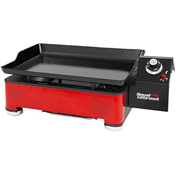 Royal Gourmet PD1202R Portable Table Top Propane Gas Grill Griddle, 12,000-BTU, for Outdoor Cooking While Camping or Tailgating, 18-Inch, Red