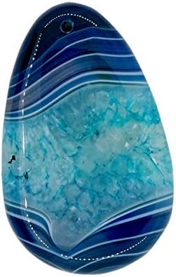 Druzy Geode Agate Pendants with Drilled Hole Set of 6 Assorted Colors By Natural Jewelry (Set of 10, Hole blue)
