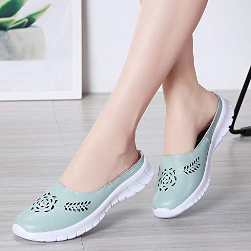 SSYongxia❤ Women's Walking Casual Slip-on Shoes - Classic Comfort Clogs Slingback Mary Jane Flats Green - Thumbnail 5