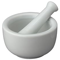 HIC Mortar and Pestle Spice Herb Grinder Pill Crusher Set, Fine-Quality Porcelain, 2.75-Inch x 1.5-Inch