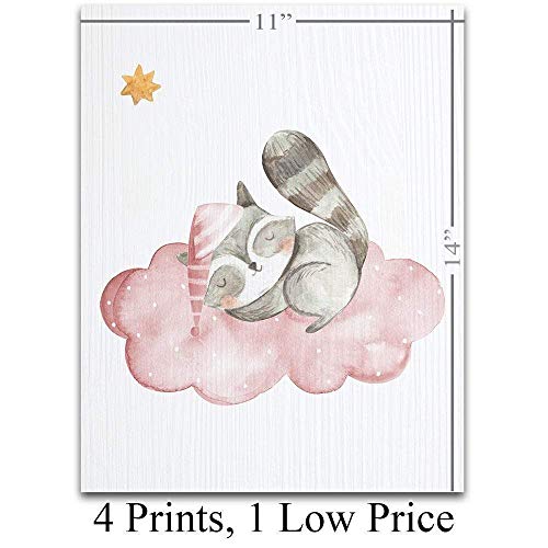 Sleeping Animals Art Prints for Girls - Set of Four Photos (11x14) Unframed - Great Gift for Nursery - //coolthings.us