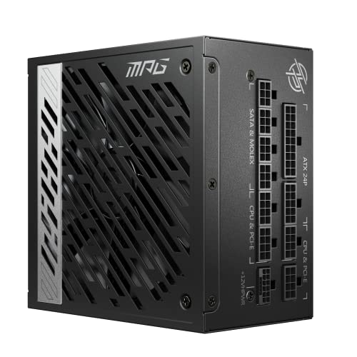 MSI MPG A1000G PCIE5 Netzteil EU Stecker, 1000W, 80 Plus Gold Zertifiziert, vollmodulares ATX 3.0, unterstützt PCIe 5.0 GPU, japanische 105°C Kondensa