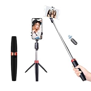 pTron Glam Plus Bluetooth Extendable Selfie Stick with Tripod Stand, Wireless Remote, 73cm Extended Length, Compatible…