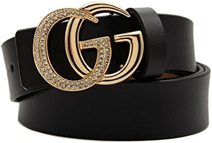 Women's Cowhide Leather Belt Gold Zircon Buckle for Pants Jeans Shorts Ladies Design Genuine Belts for GAGOTE