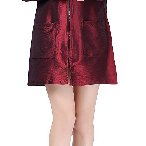 KAHOT Professional Salon Smock Stylist Jacket Cosmetology Uniform Zipper Hairdressing Cape Hairdresser Work Clothes Hair Beauty SPA Guest Client Kimono Gown (XL, Wine red)