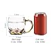 COAWG Flower Glass Tea Mug, 11oz-2Pcs Handmade Butterfly and Blue Rose Glass Cup with Handle, Unique Personalized Birthday Women Mother Grandma Teachers
