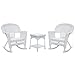 Jeco 3 Piece Rocker Wicker Chair Set, White