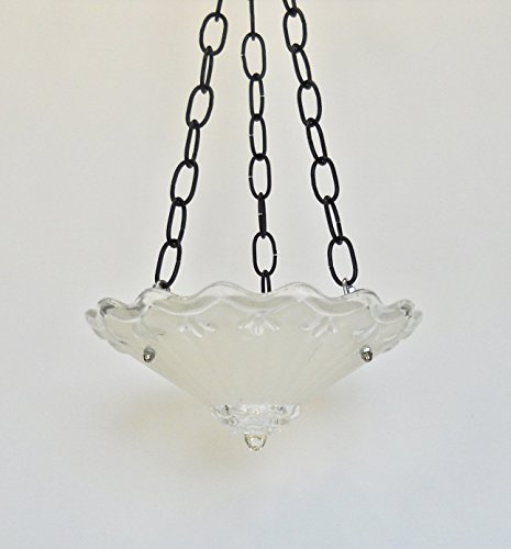 Vintage hanging glass bird feeder in frosted white with petite flower design