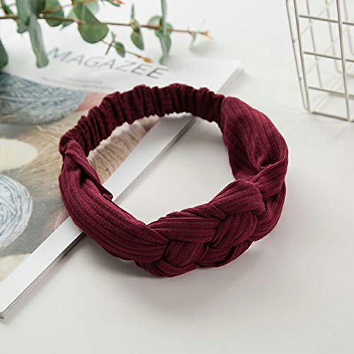 Lannmart New Women Solid Cotton Braided Twist Bow Knot Headwraps Chic Handmade Simple Vintage Hairbands Warm Knit Headbands Hair Holder