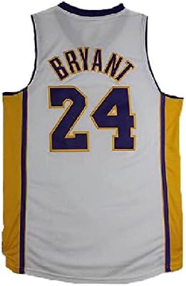 qlesseots Men's Kobe Jerseys Los Angeles 24 Basketball Jersey White (L)