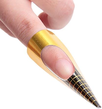 1 Roll 500pcs French Manicure Guides Golden Nail Extension Forms Acrylic Gel Stickers Nail Art Tool