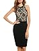Meaneor Women's Sleeveless Vintage Floral Lace Midi Bodycon Cocktail Party Dress